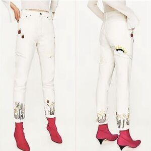 Zara woman Denim Embroidered High Waist New
Boyfriend Cut Jeans Size: US…